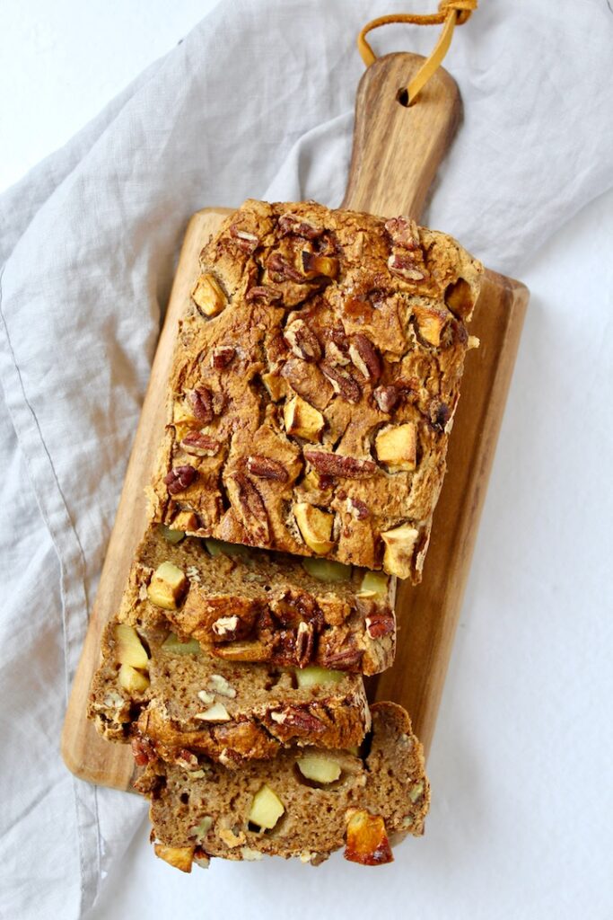 Healthy Apple Pecan Cinnamon Bread (vegan, GF, oil-free)