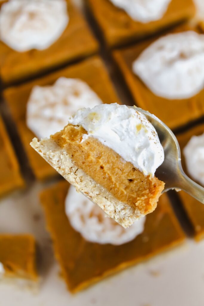 a piece of pie on a fork