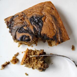 Healthy Black Sesame Swirl Vanilla Cake (vegan, oil-free, refined sugar free)