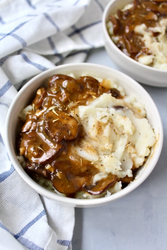 Best Instant Pot Mashed Potatoes with Mushroom Gravy (vegan, gluten-free)