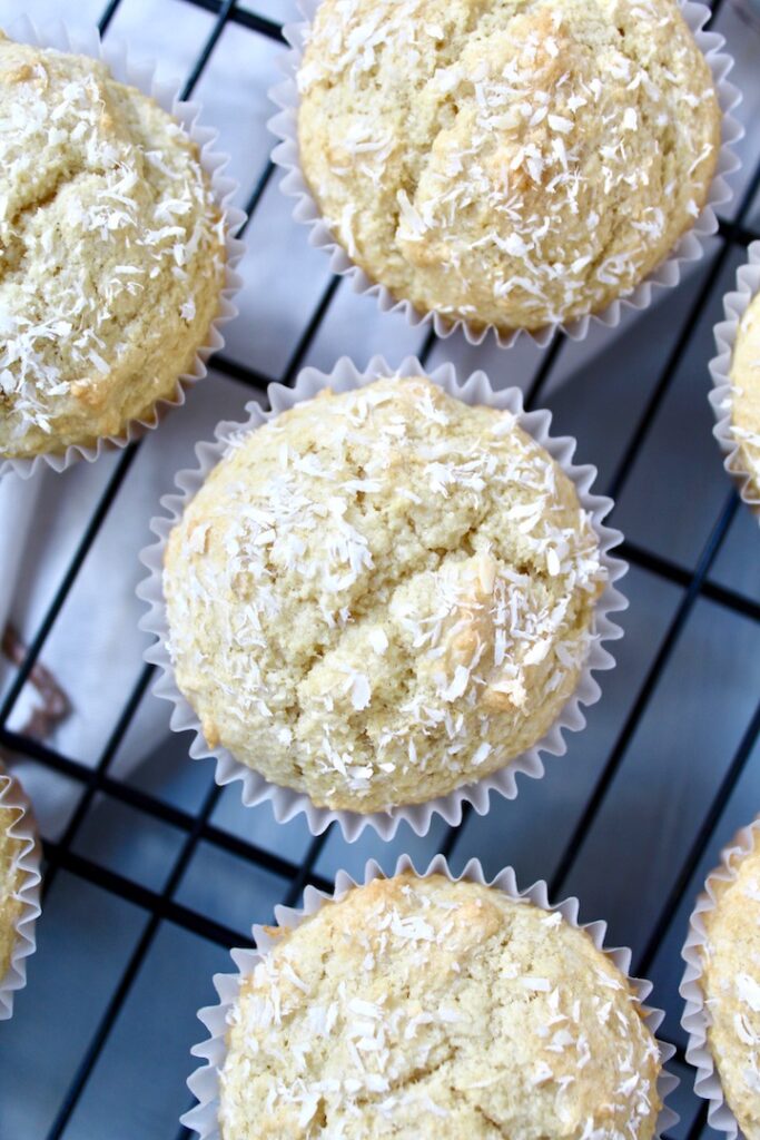 Fluffy Coconut Muffins (vegan, oil-free, refined sugar free)