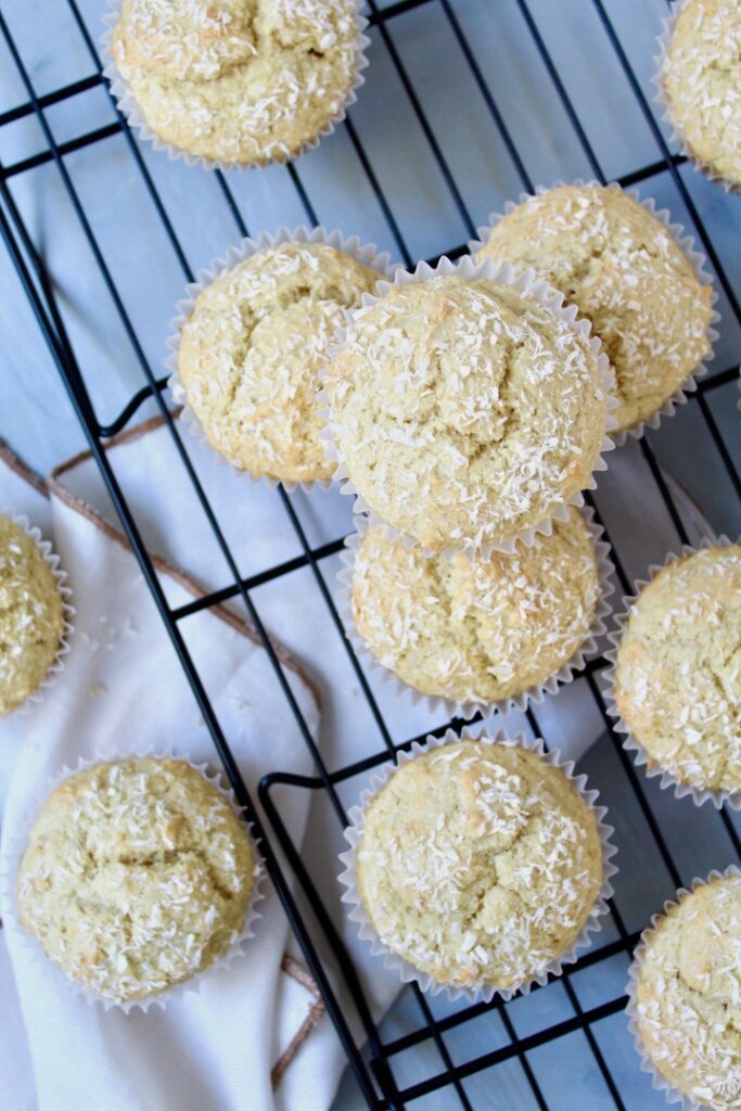 Fluffy Coconut Muffins (vegan, oil-free, refined sugar free)