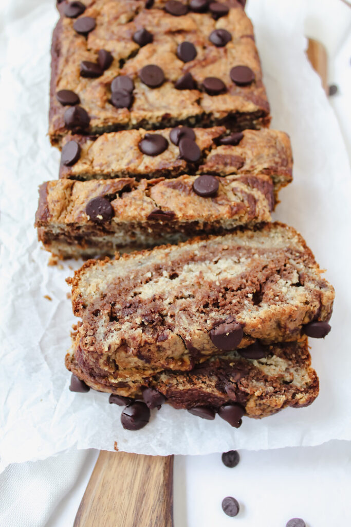 Marbled Chocolate Banana Bread (vegan, gluten-free, refined sugar free)