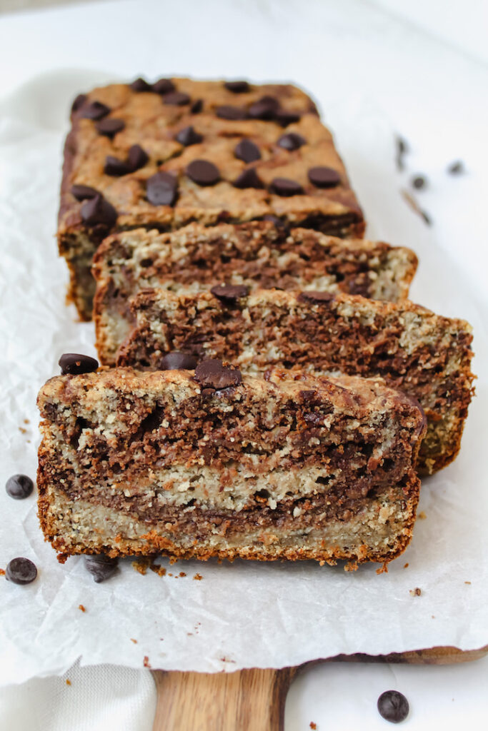 Marbled Chocolate Banana Bread (vegan, gluten-free, refined sugar free)