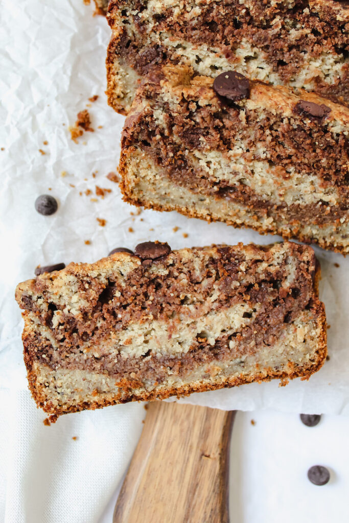 Marbled Chocolate Banana Bread (vegan, gluten-free, refined sugar free)