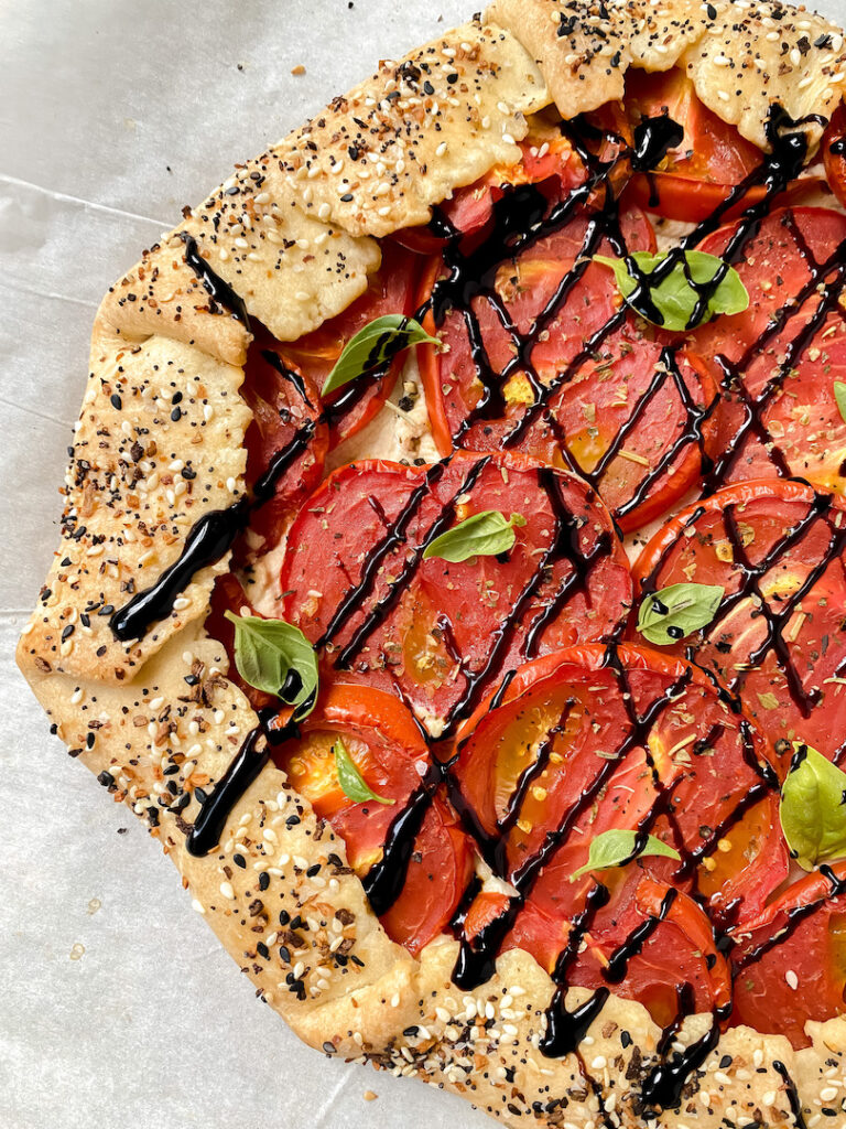 close up shot of tomato galette 