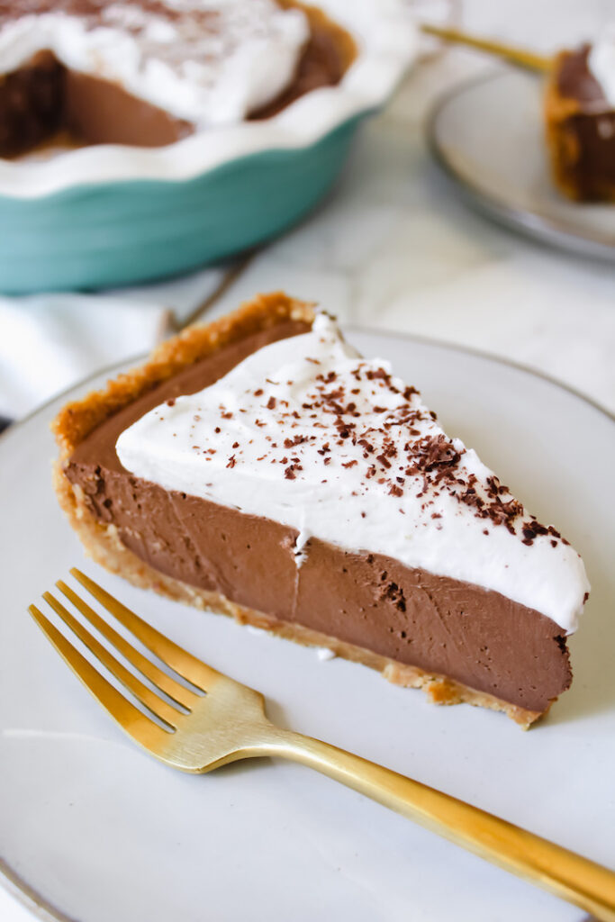 slice of chocolate silk pie