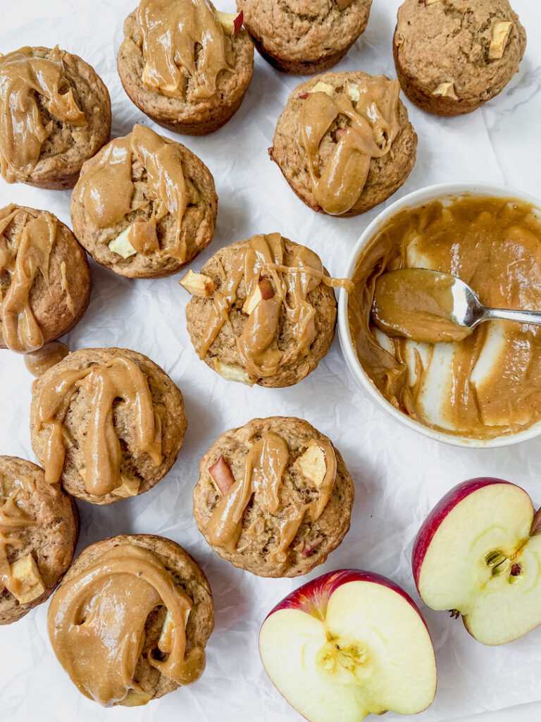 overview shot of muffins with salted caramel 