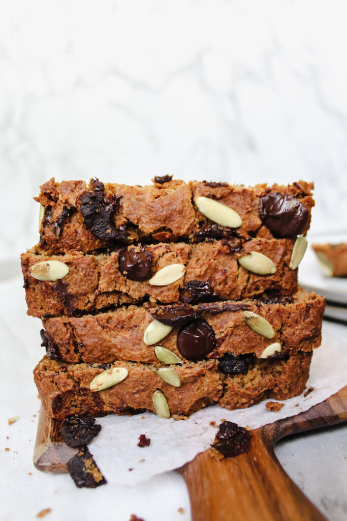 pumpkin banana bread stacked