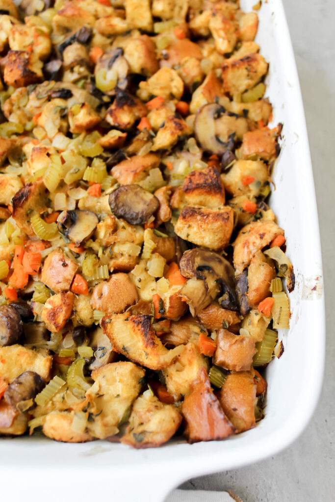 close up shot of the best vegan stuffing