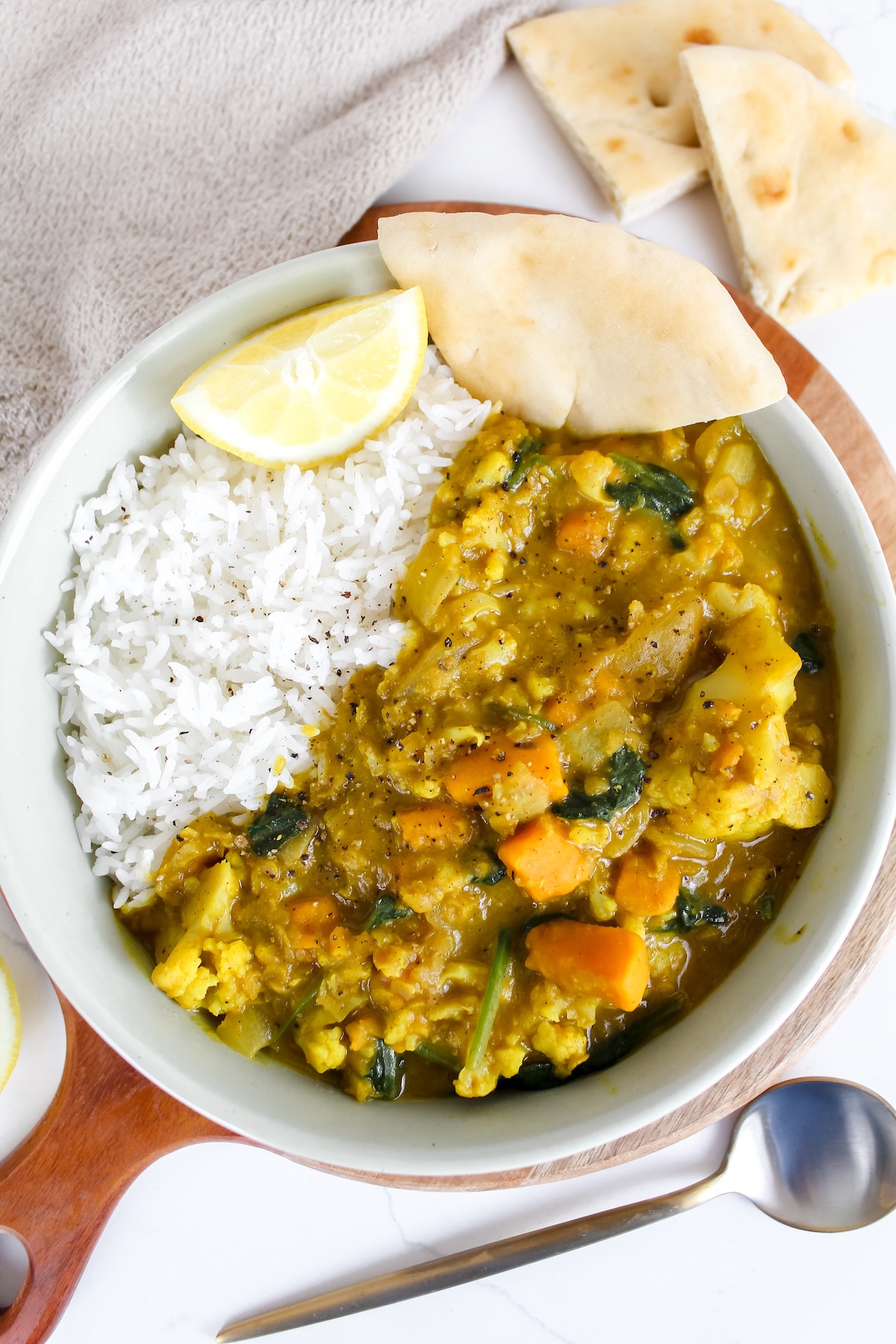 Cauliflower Sweet Potato Lentil Curry (vegan, gluten-free, oil-free)