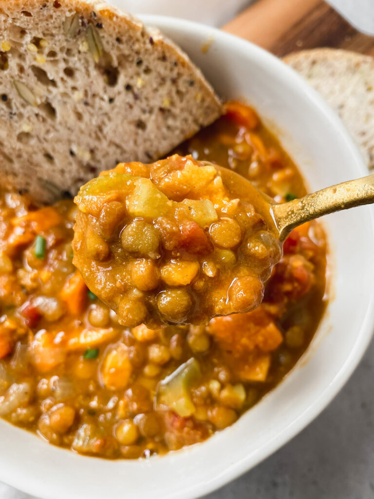 spoonful of lentil soup