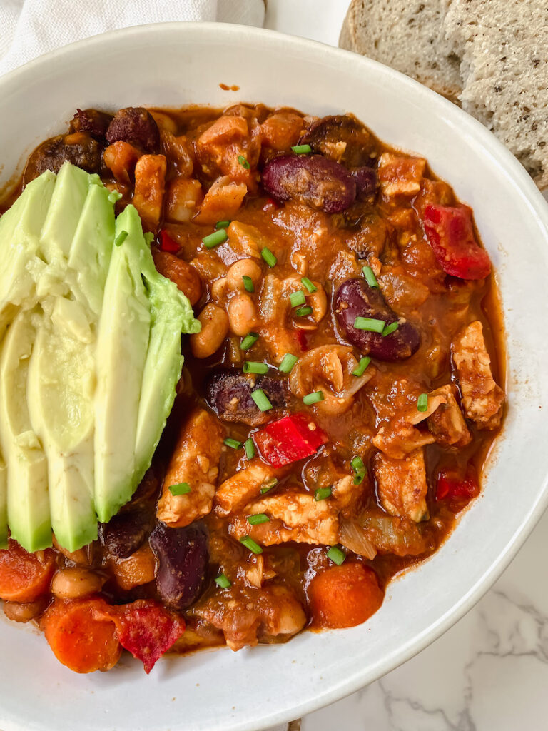 overview shot of tempeh chili