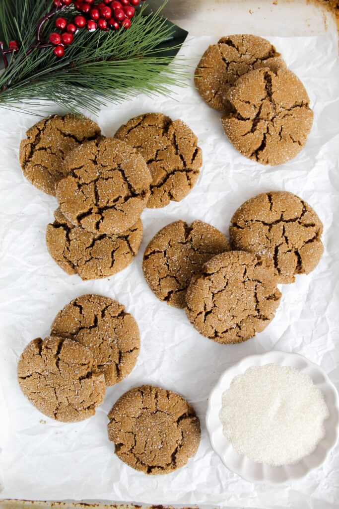 overview shot of ginger molasses cookies 