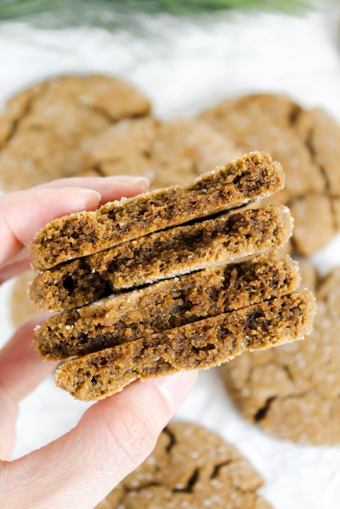 stack of chewy ginger molasses cookies 