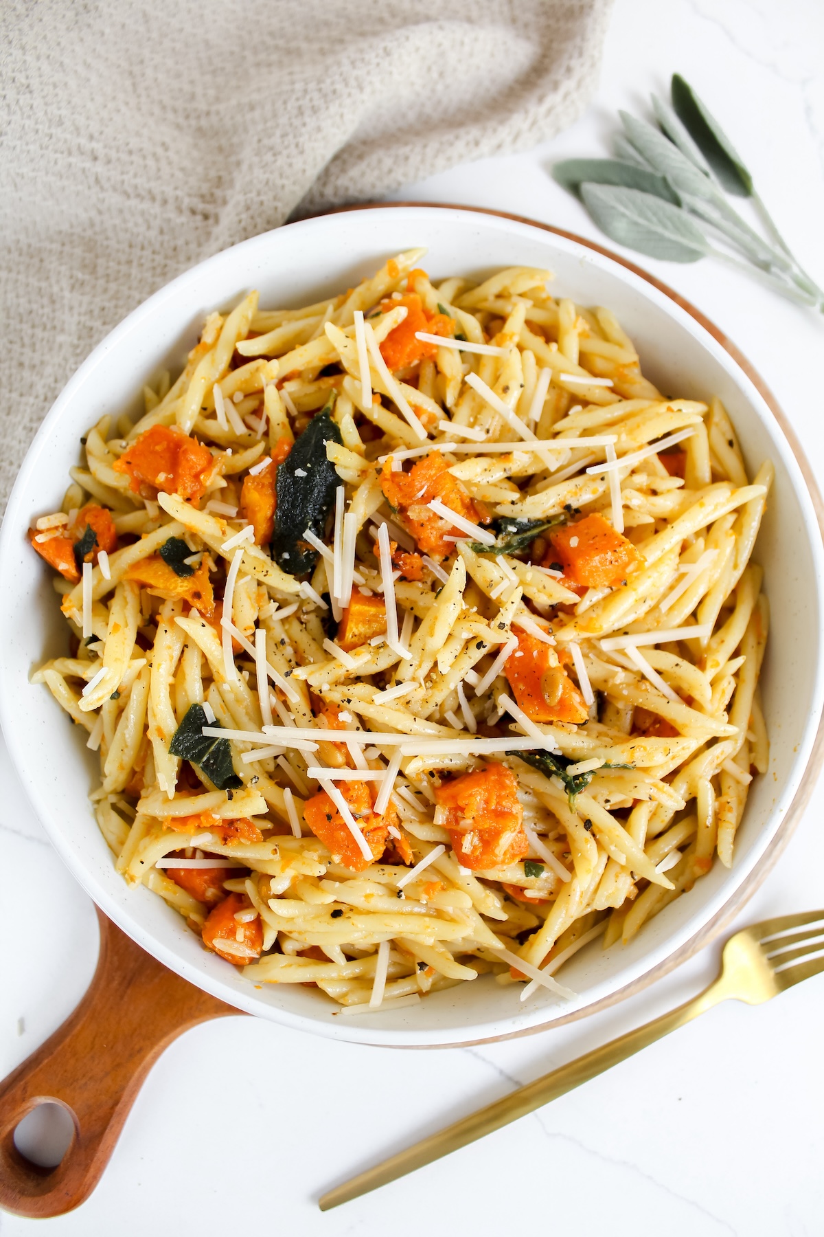 Vegan Brown Butter Sage Pasta with Roasted Butternut Squash