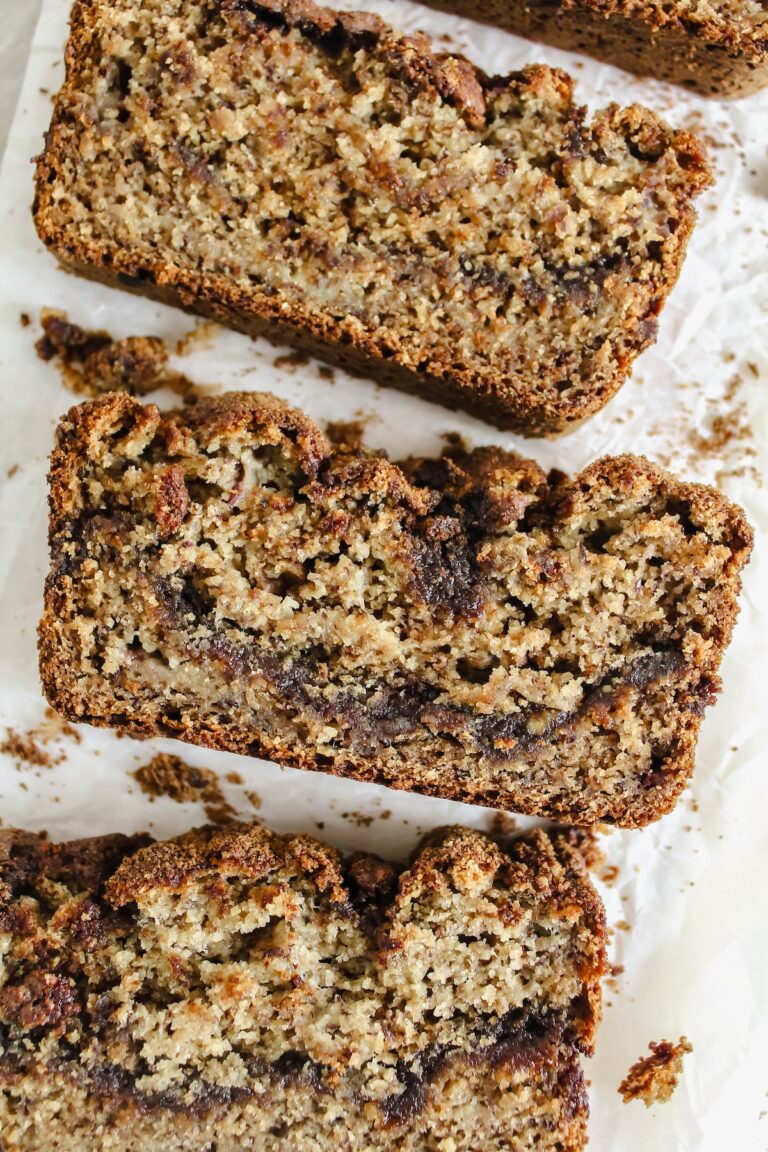 slices of cinnamon swirl banana bread