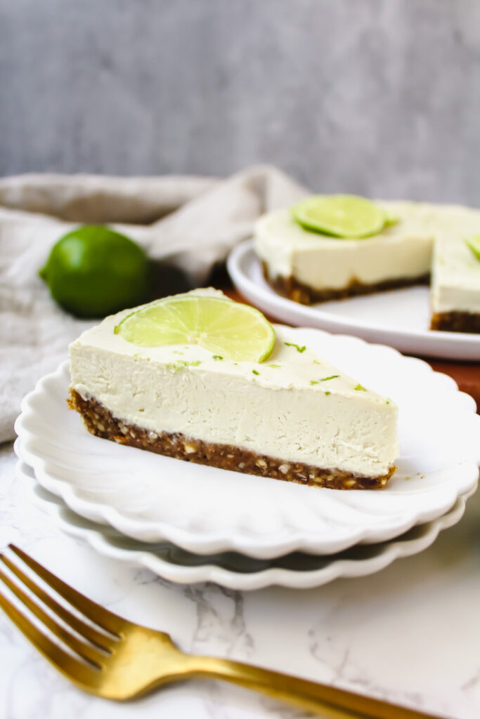 angle view of slice of key lime pie