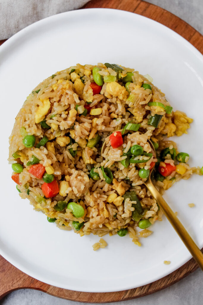 spoon in fried rice