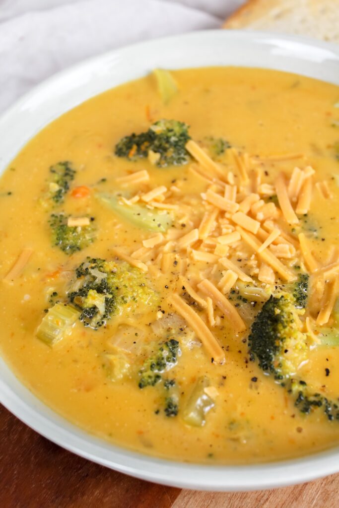 angled shot of bowl of soup