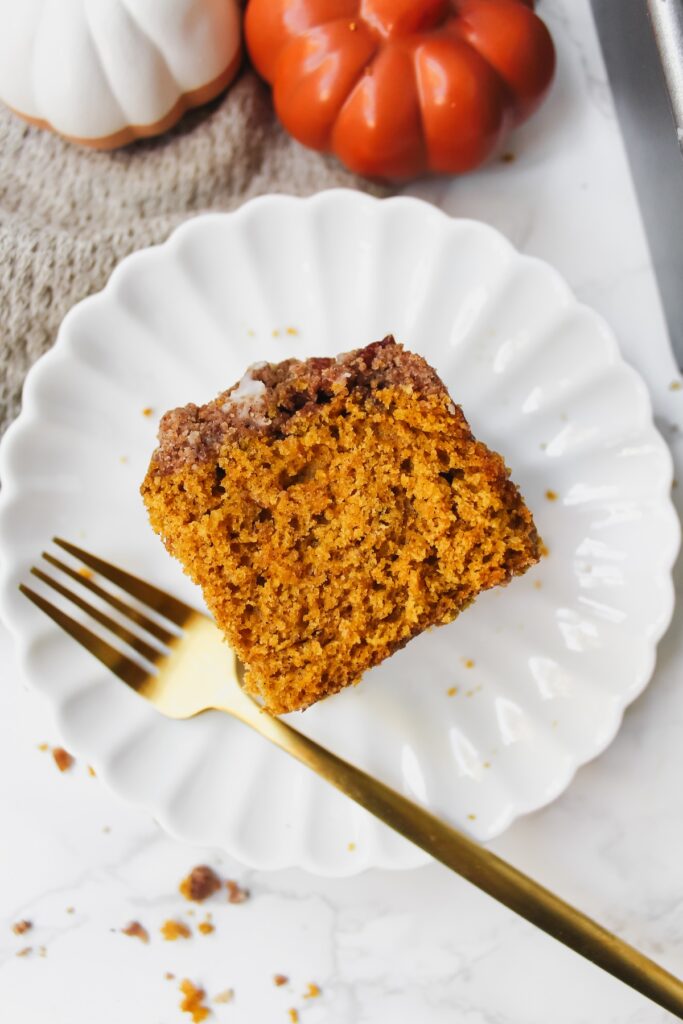 pumpkin coffee cake on a plate