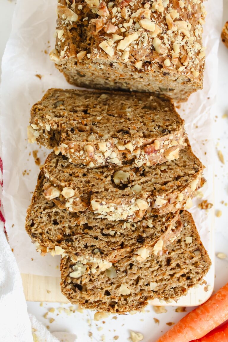 close up shot of slices of healthy carrot cake banana bread