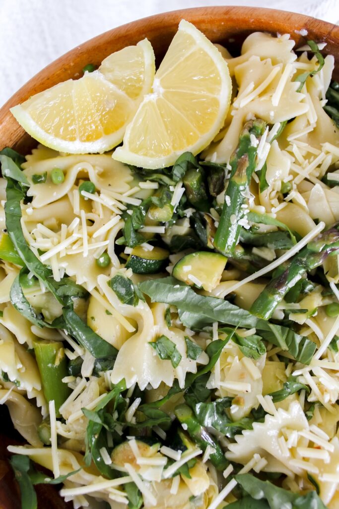 close up of pasta salad