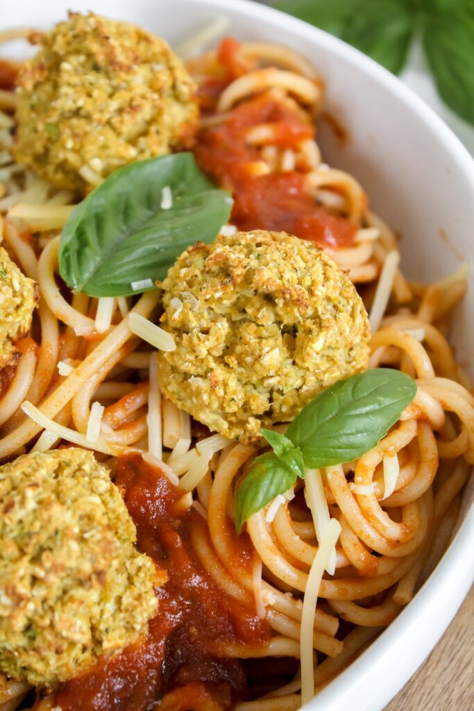 close up shot of zucchini chickpea meatball