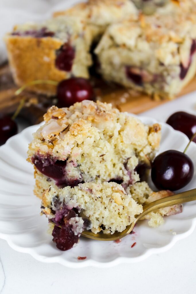 fork with a piece of cake on it