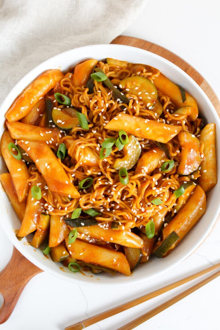 overview shot of entire bowl of rabokki