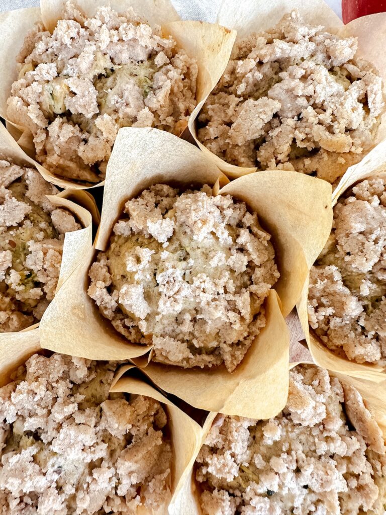 close up shot of apple zucchini muffins