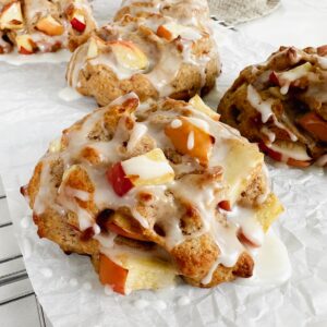 angled shot of vegan air fryer apple fritter