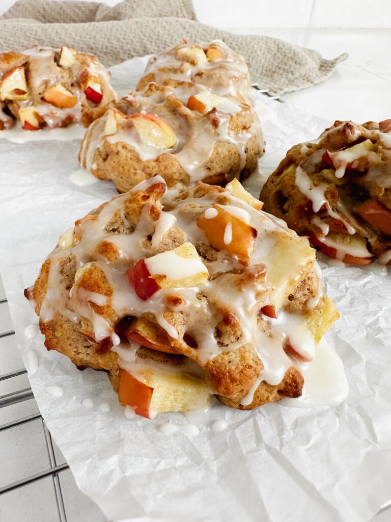 angled shot of vegan air fryer apple fritter