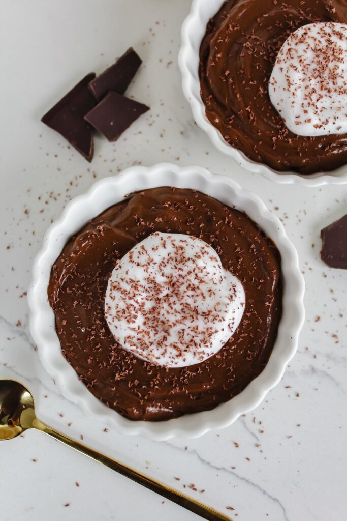 overview shot of two bowls of pudding