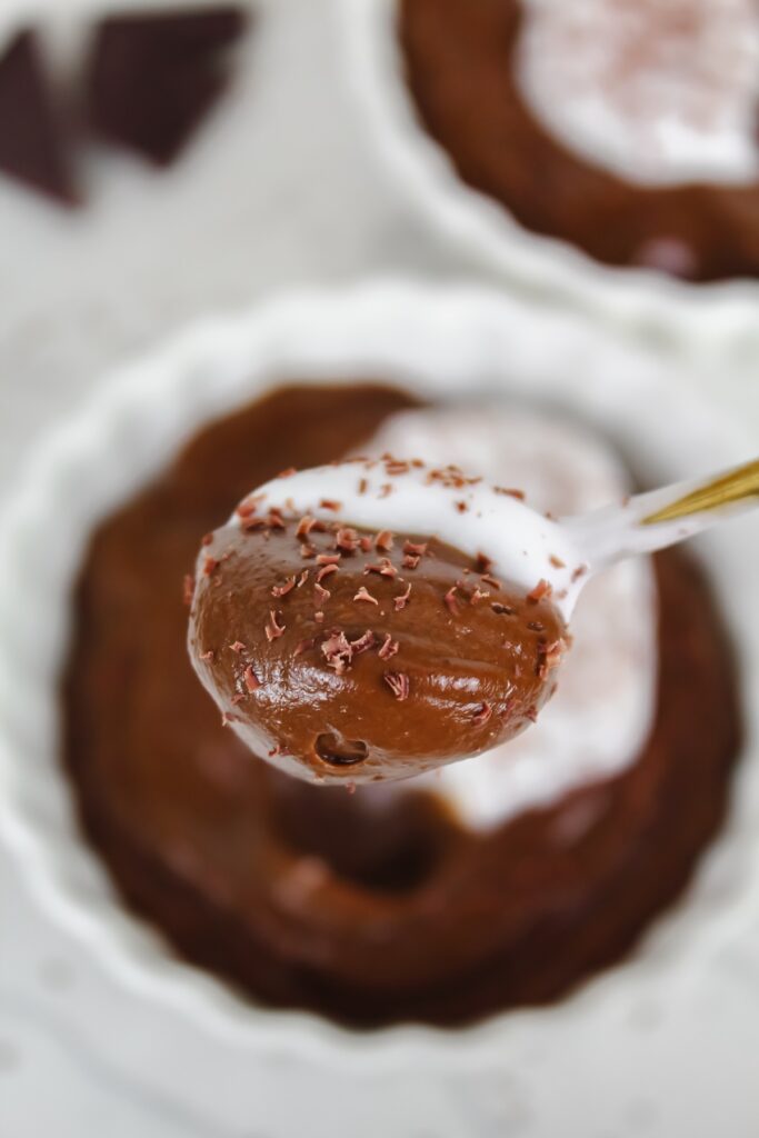 spoon with pudding on it