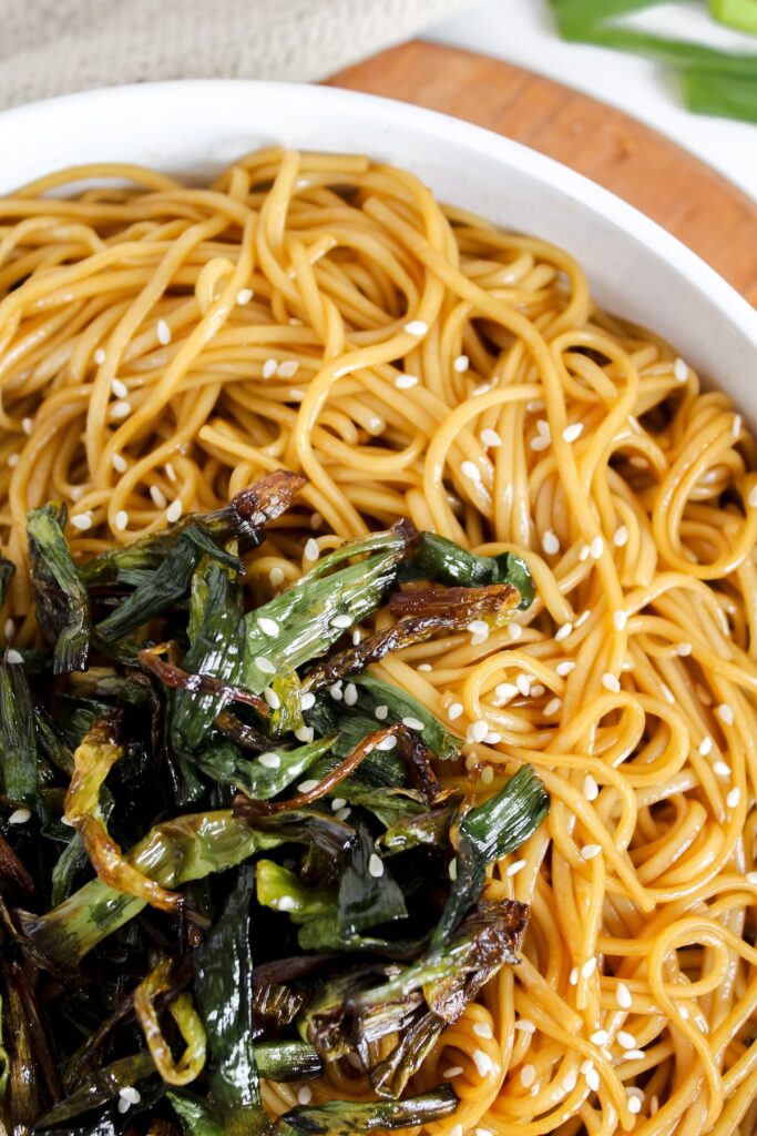 close up of noodles