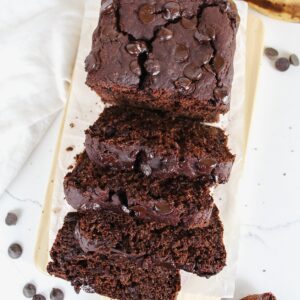 slices of banana bread on a wooden board