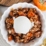 overview shot of bowl of persimmon crisp