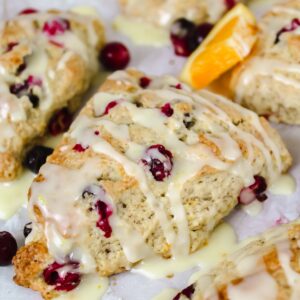 angled close up shot of a scone