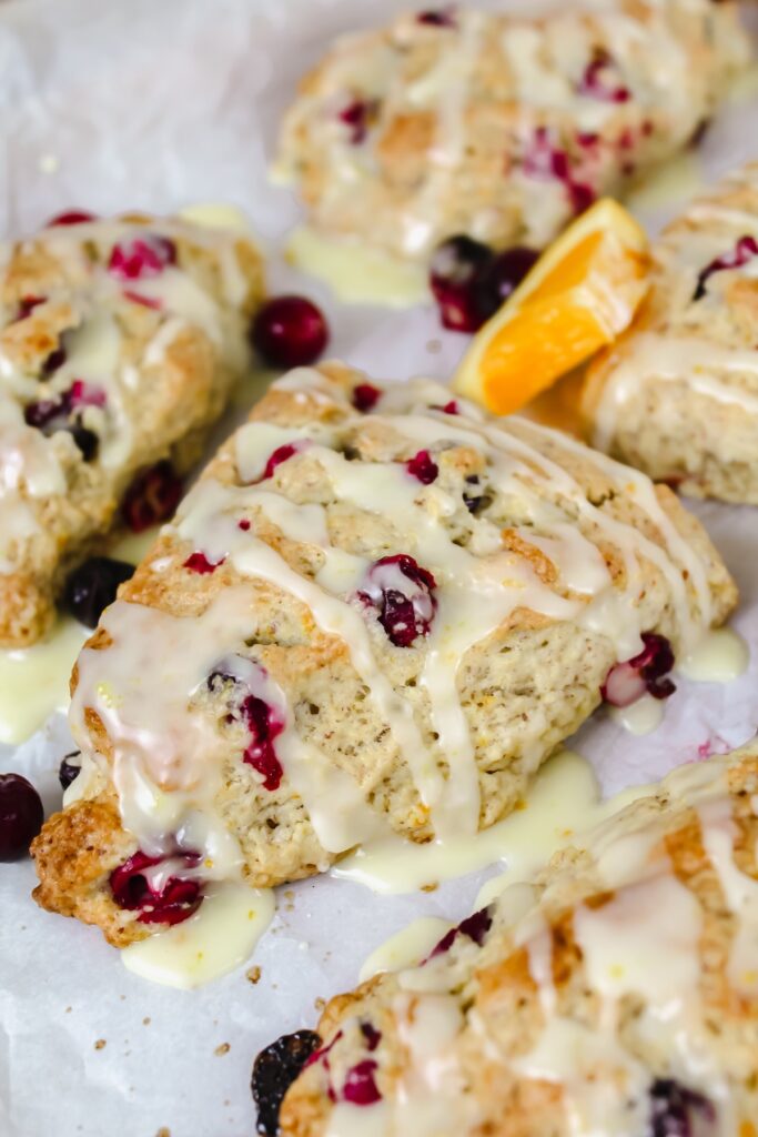 angled close up shot of a scone