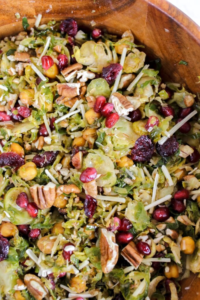 close up of salad in wooden bowl