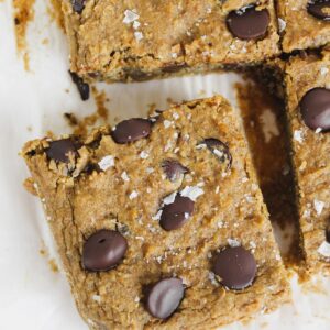 corner piece of the chickpea peanut butter chocolate chip blondies