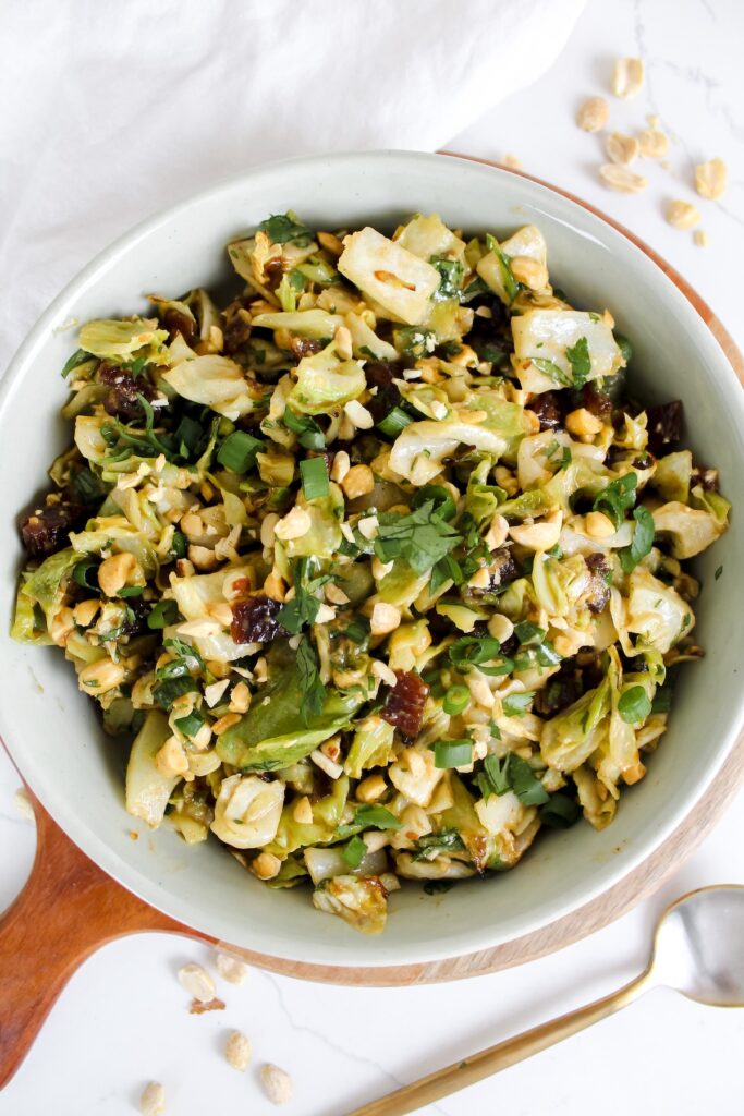 overview shot of roasted cabbage salad