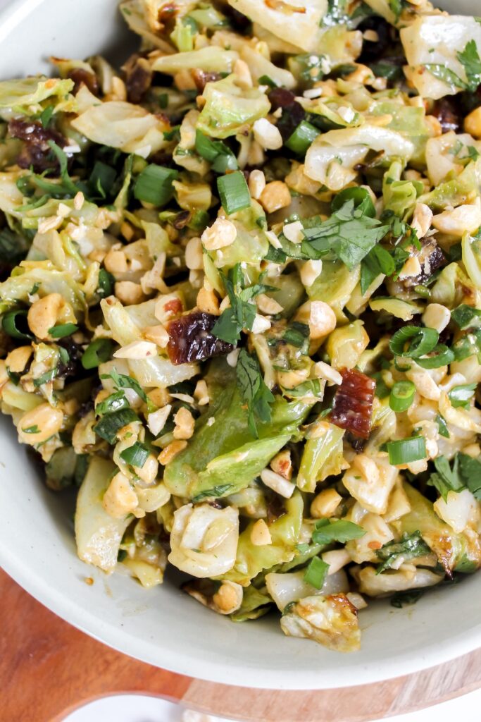 close up of roasted cabbage salad 